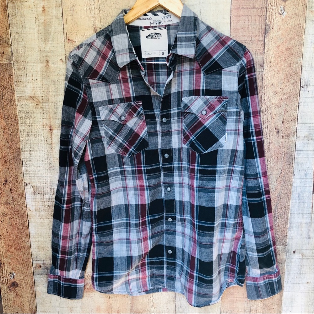Vans plaid western button up shirt